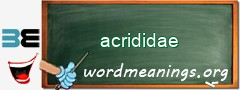 WordMeaning blackboard for acrididae